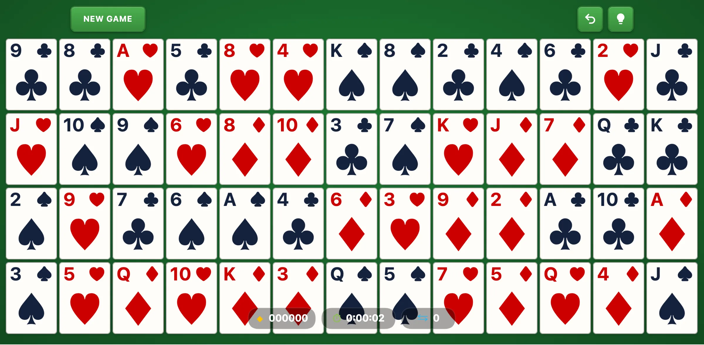 Accordion Solitaire — free online card game screenshot