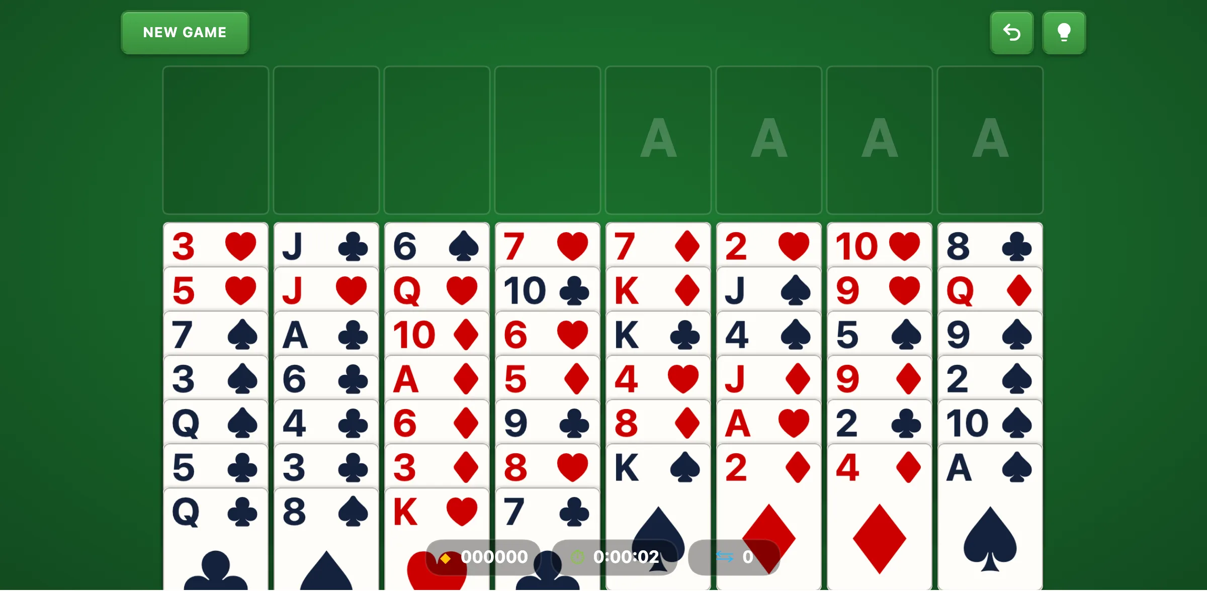 Bakers Game Solitaire — free online card game screenshot