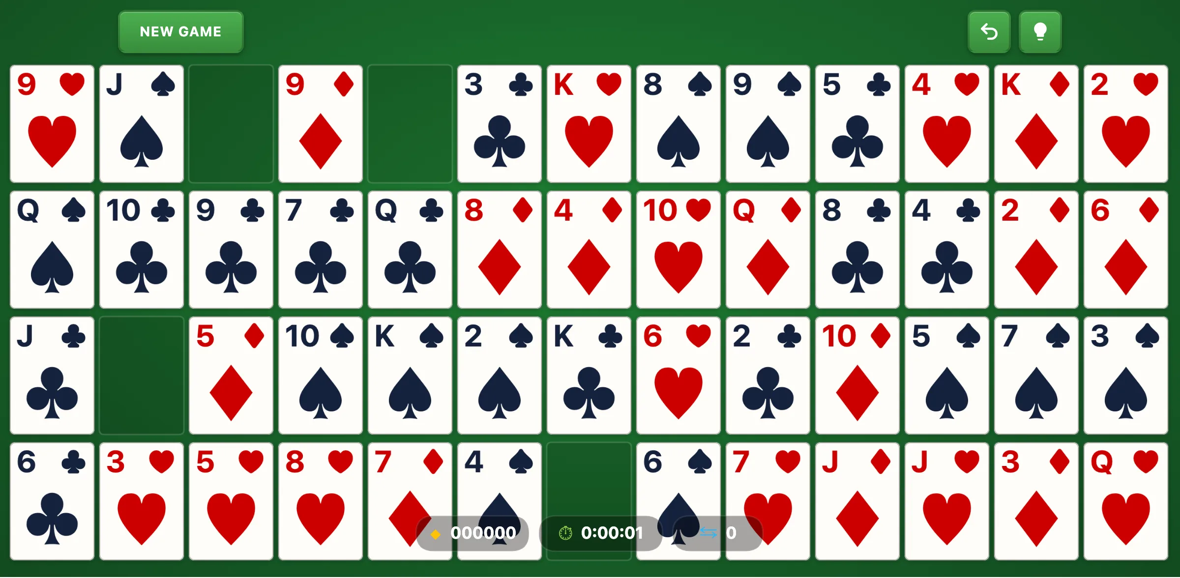 Blue Moon Solitaire — free online card game screenshot