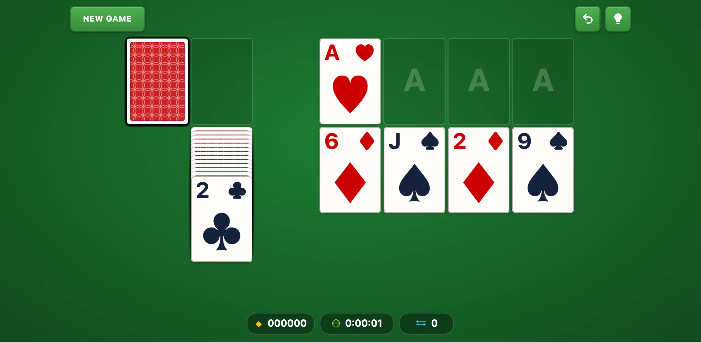 Canfield Turn 1 Solitaire — free online card game screenshot