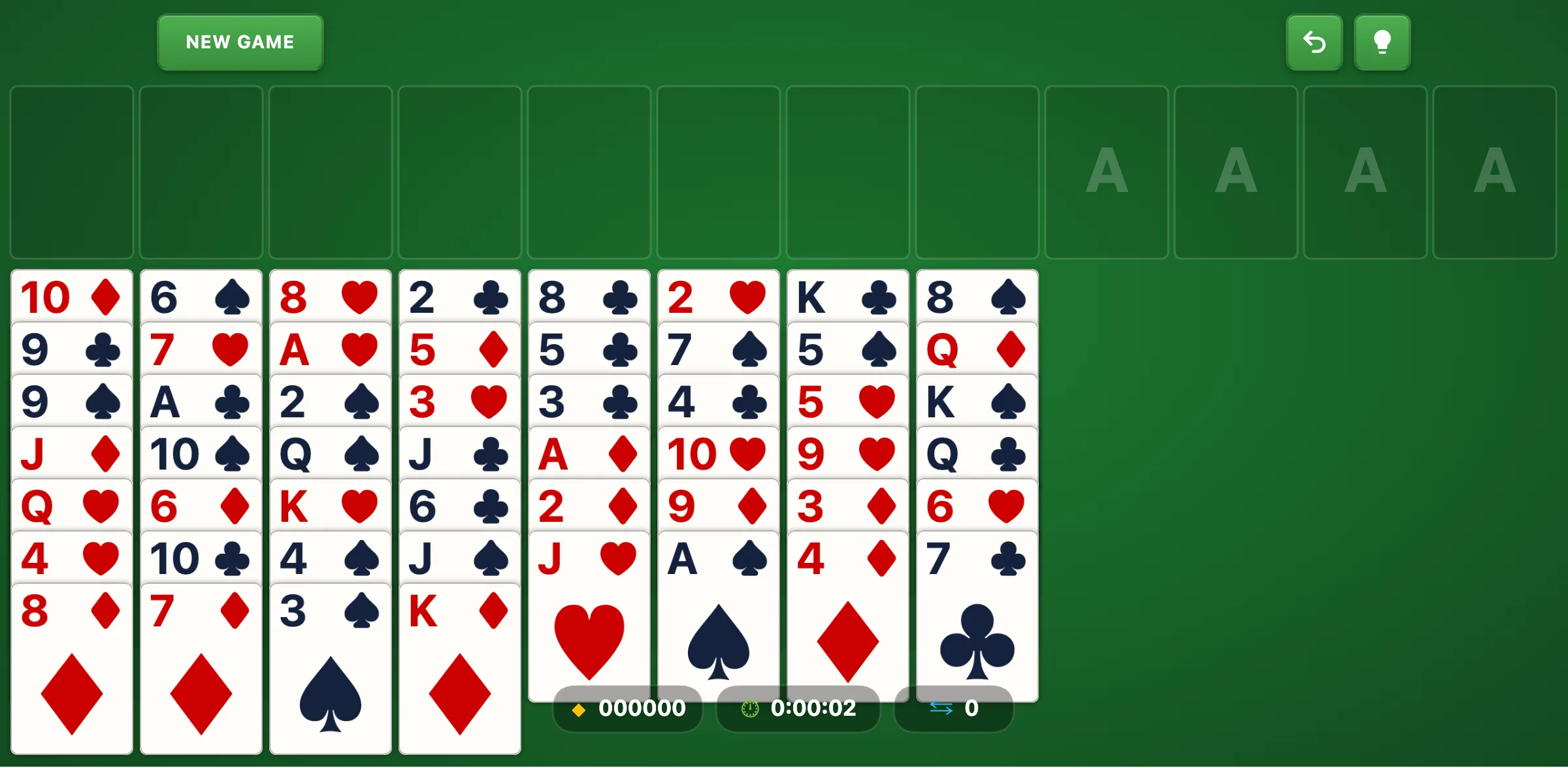 Eight Off Solitaire — free online card game screenshot