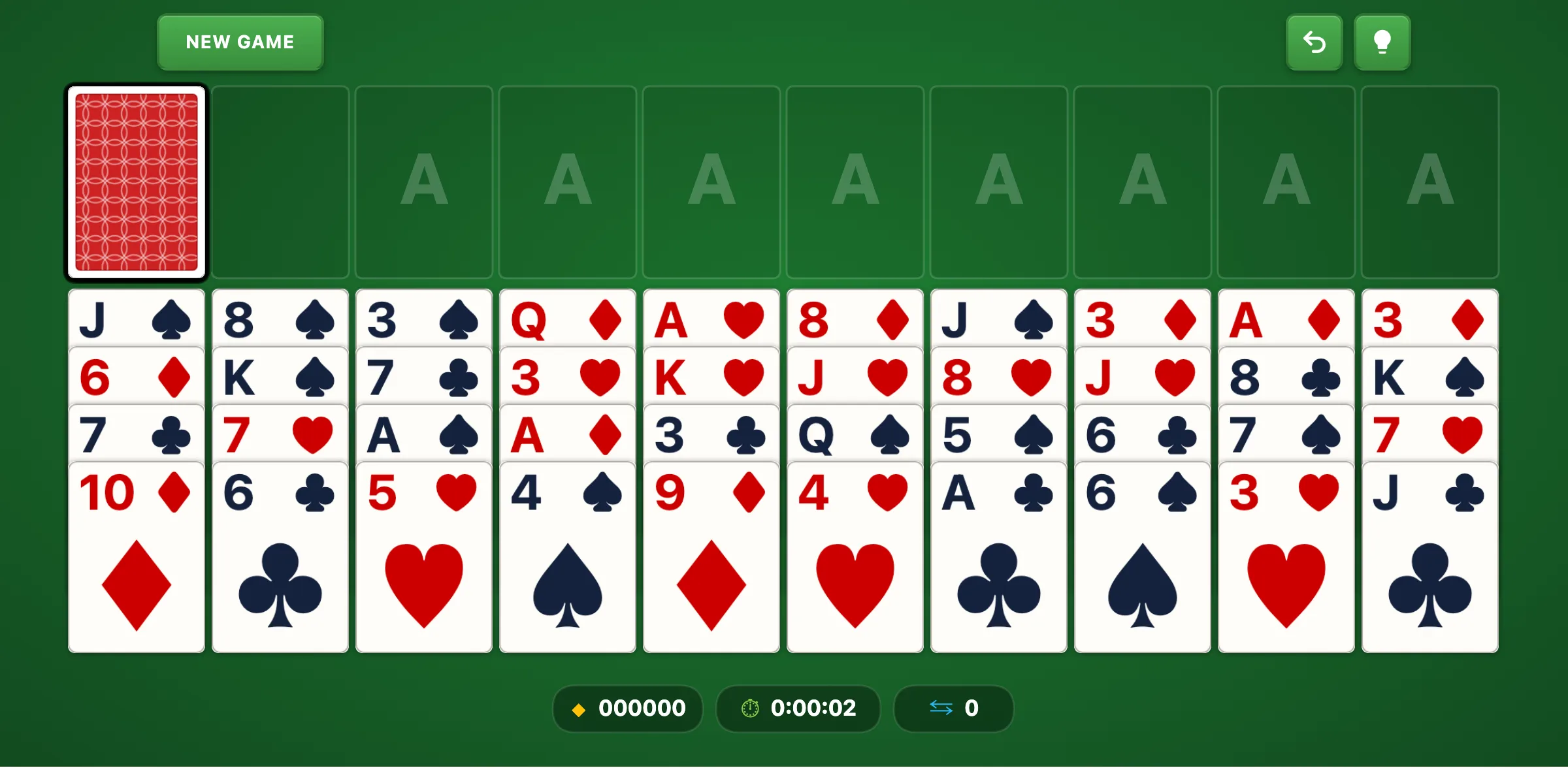 Forty Thieves Solitaire — free online card game screenshot