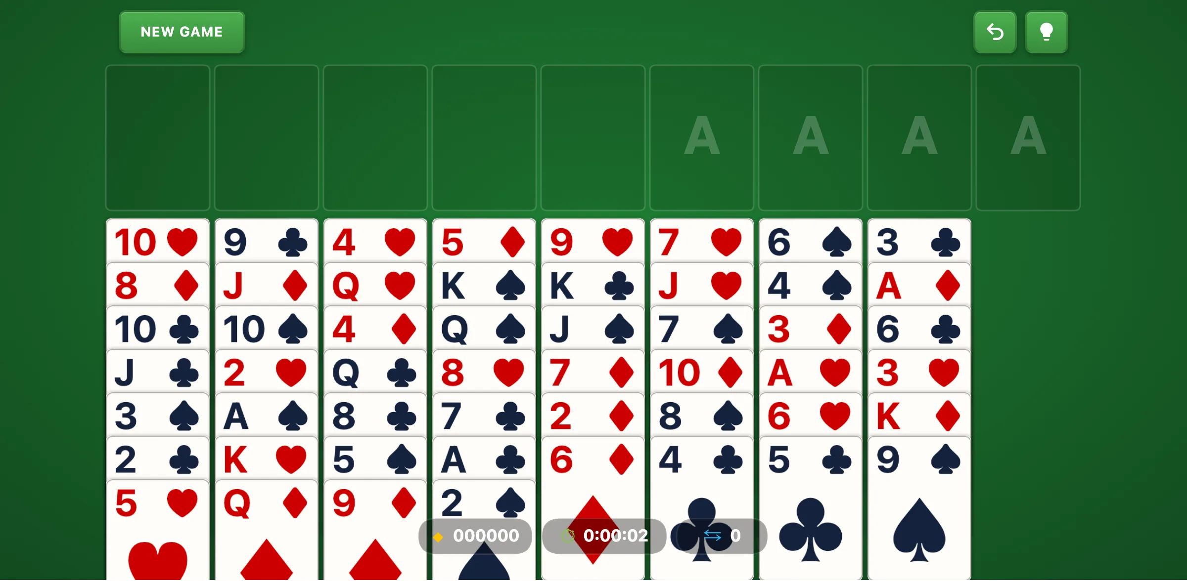 Freecell Easy Solitaire — free online card game screenshot