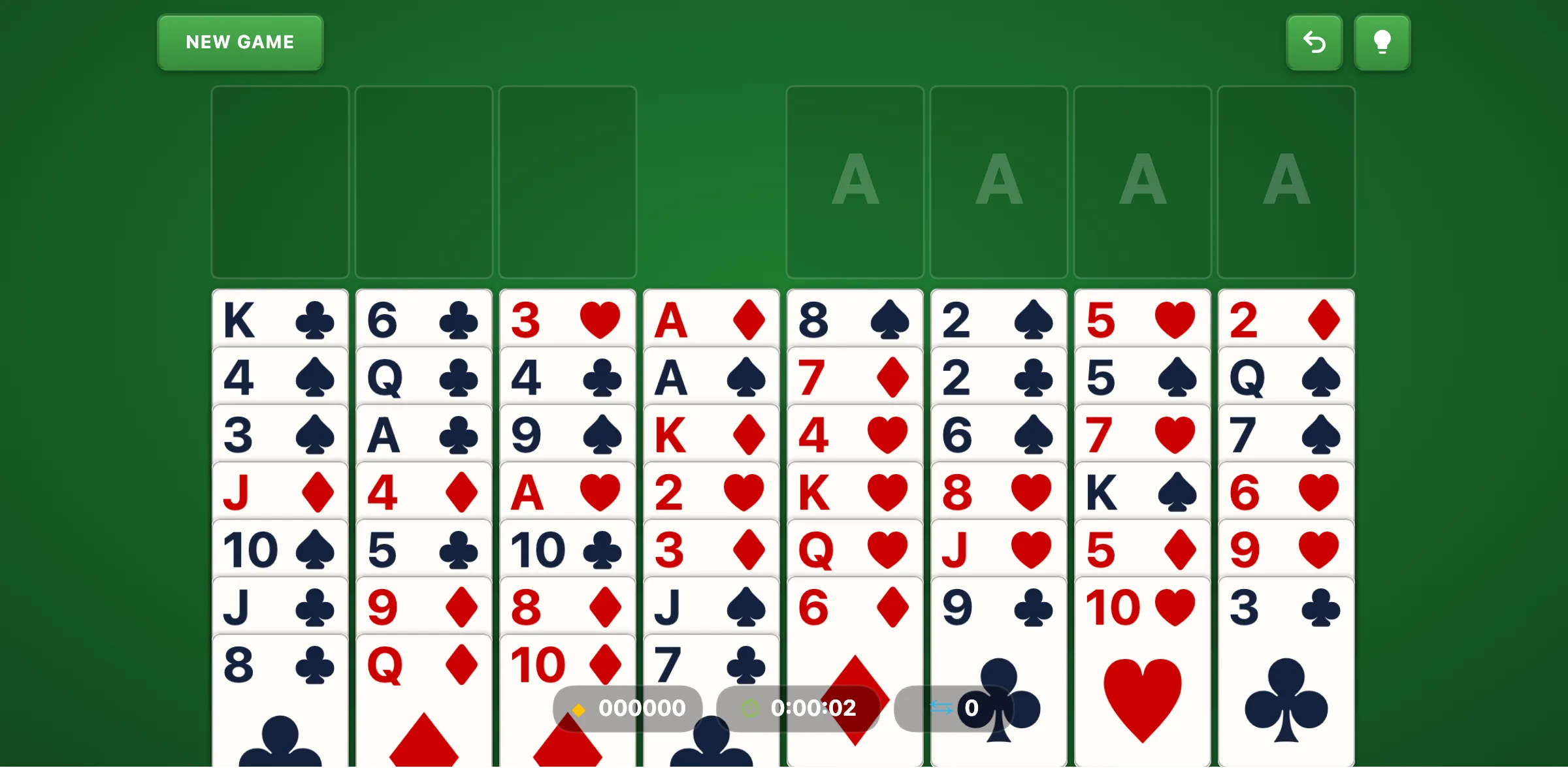 Freecell Hard Solitaire — free online card game screenshot