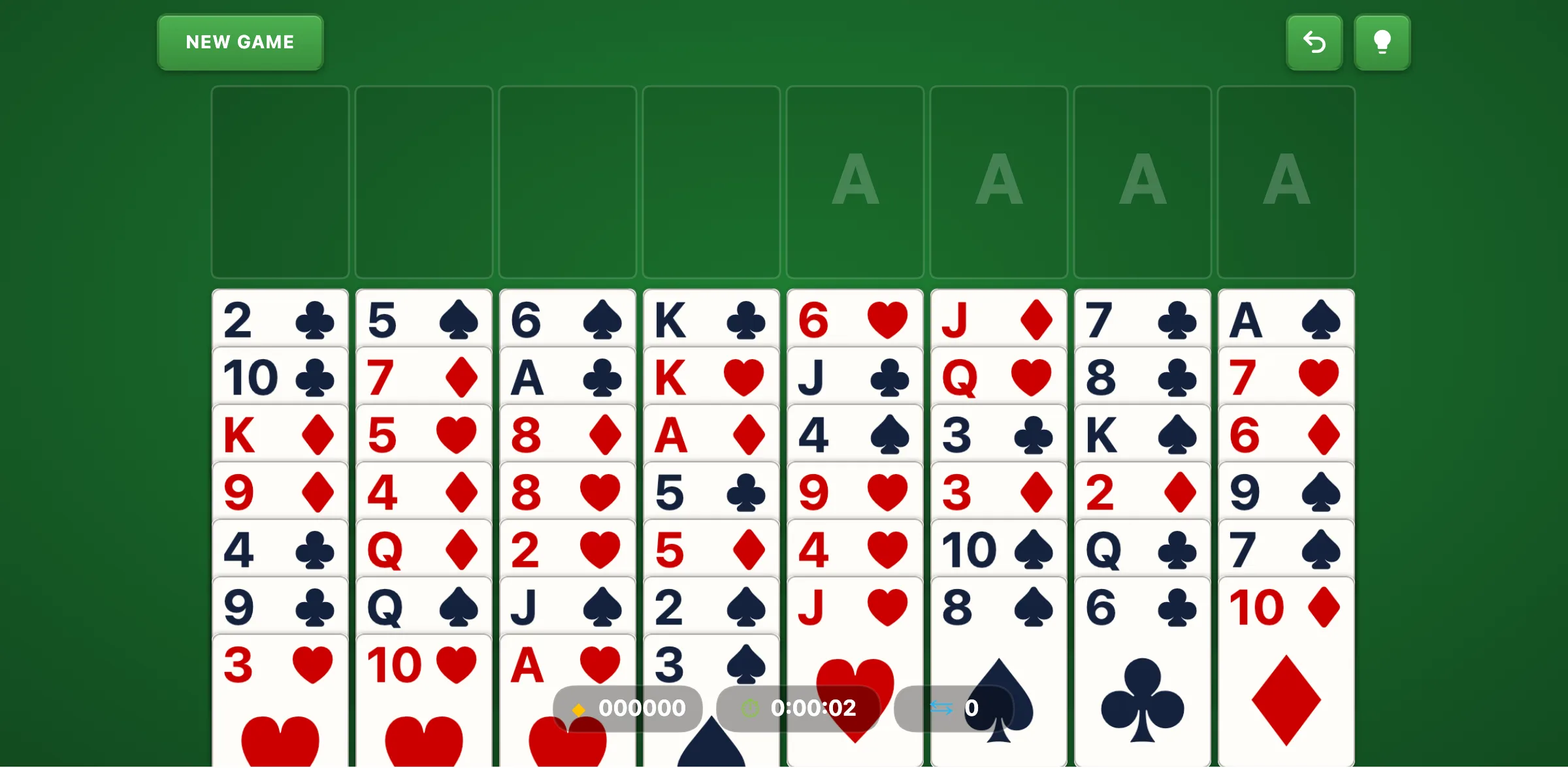 Freecell Solitaire — free online card game screenshot