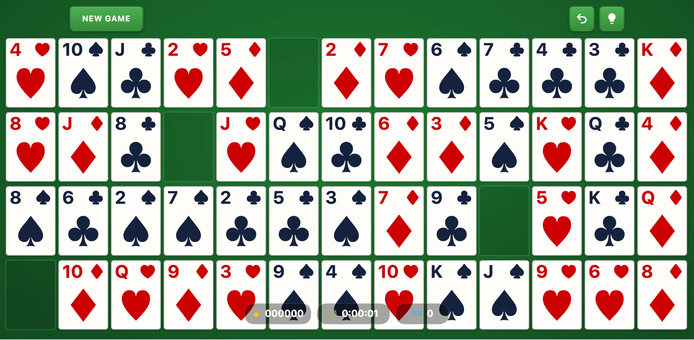 Gaps Easy Solitaire — free online card game screenshot