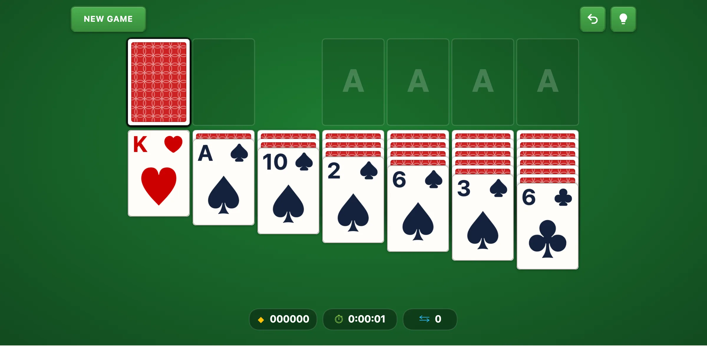 Klondike Turn 2 Solitaire — free online card game screenshot