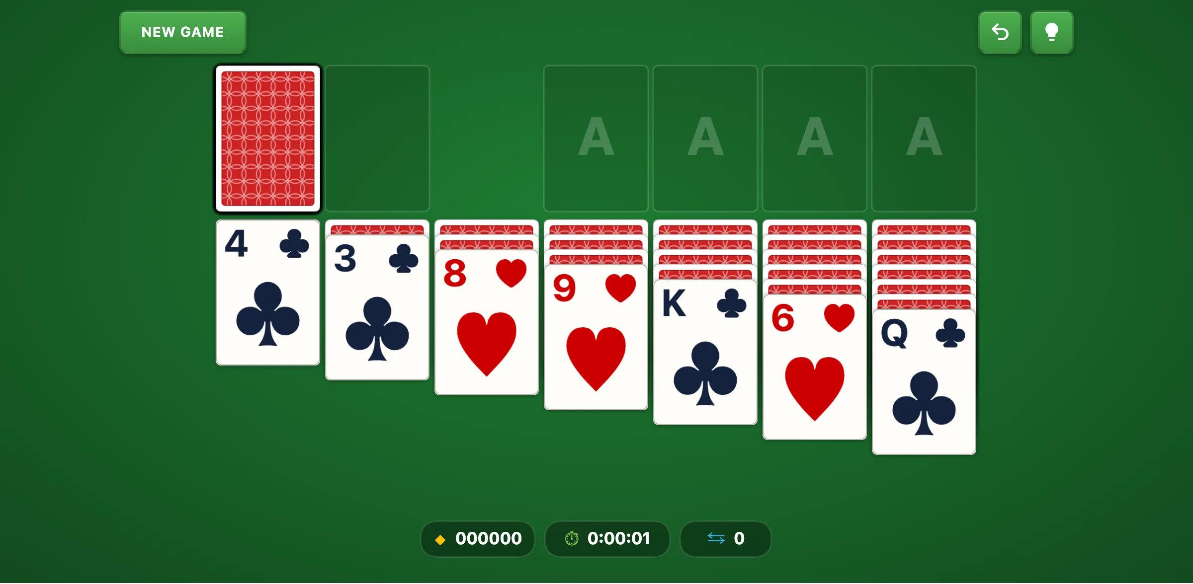 Klondike Two Redeals Solitaire — free online card game screenshot