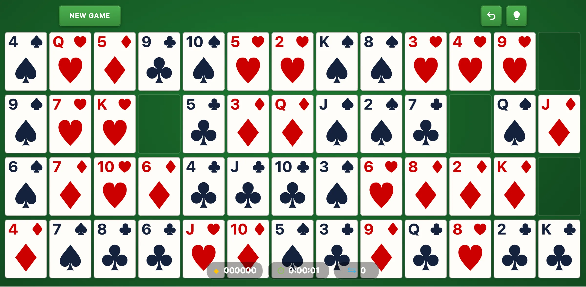 Montana Solitaire — free online card game screenshot