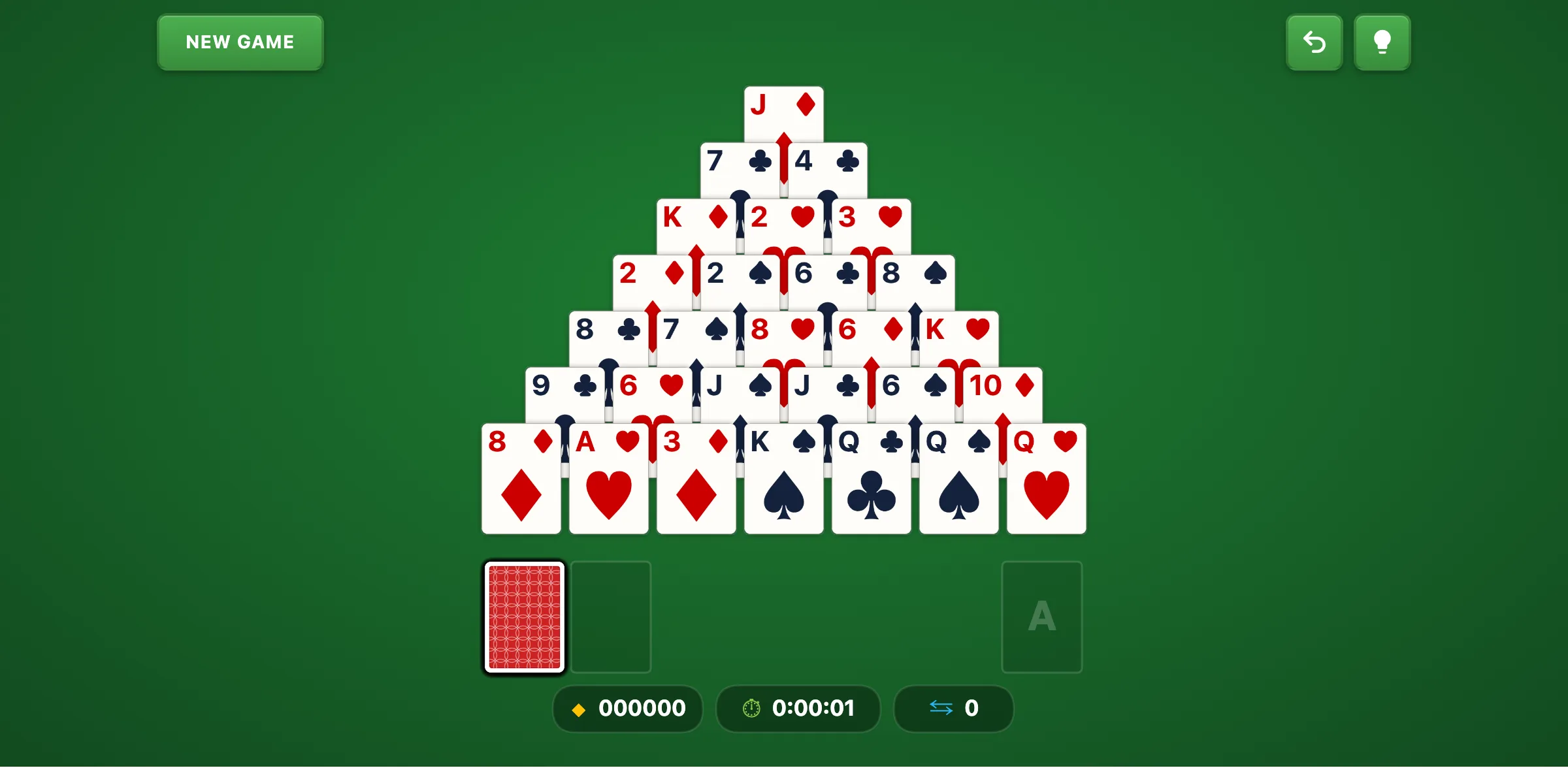 Pyramid Solitaire — free online card game screenshot