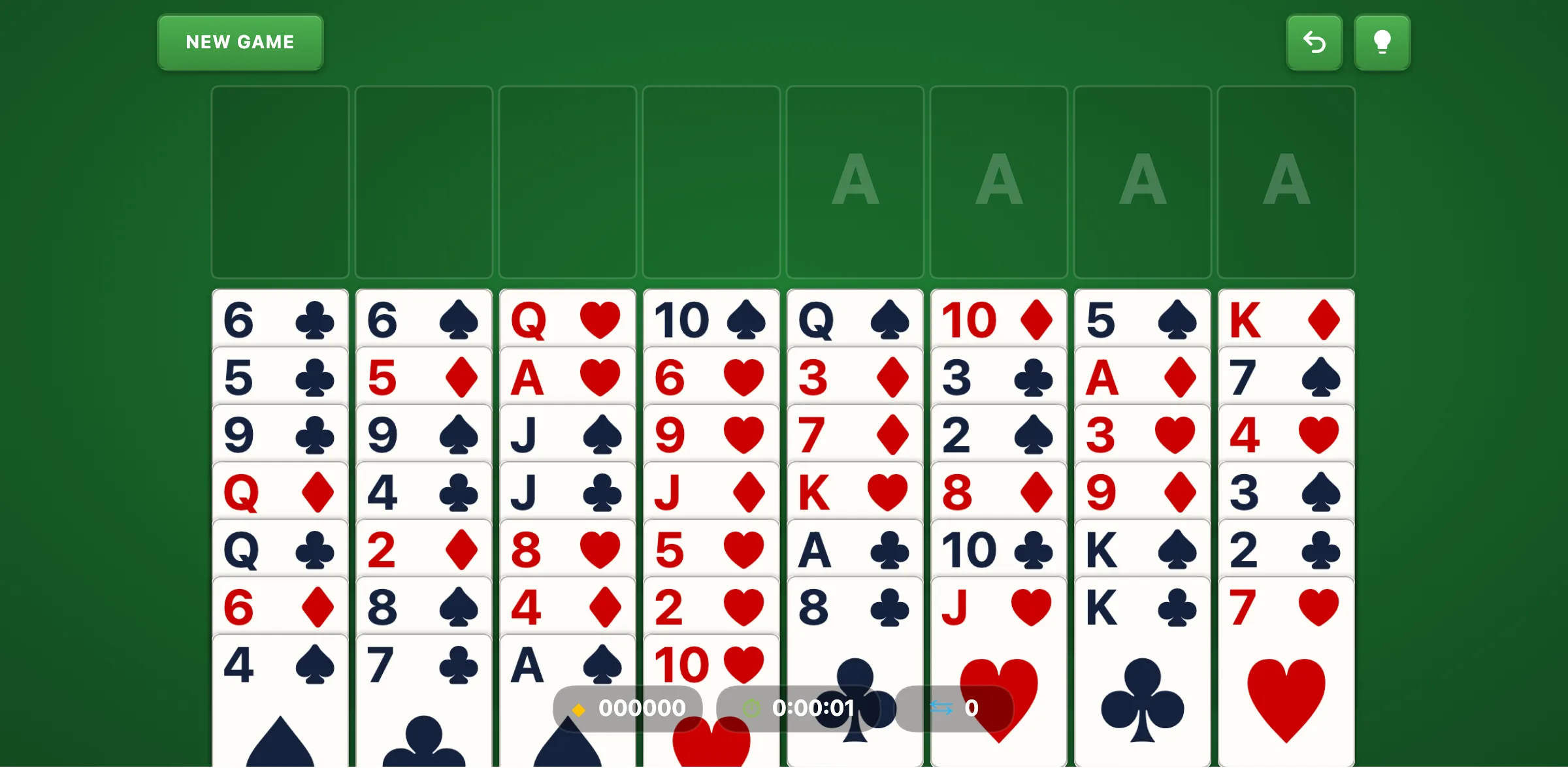 Seahaven Towers Solitaire — free online card game screenshot