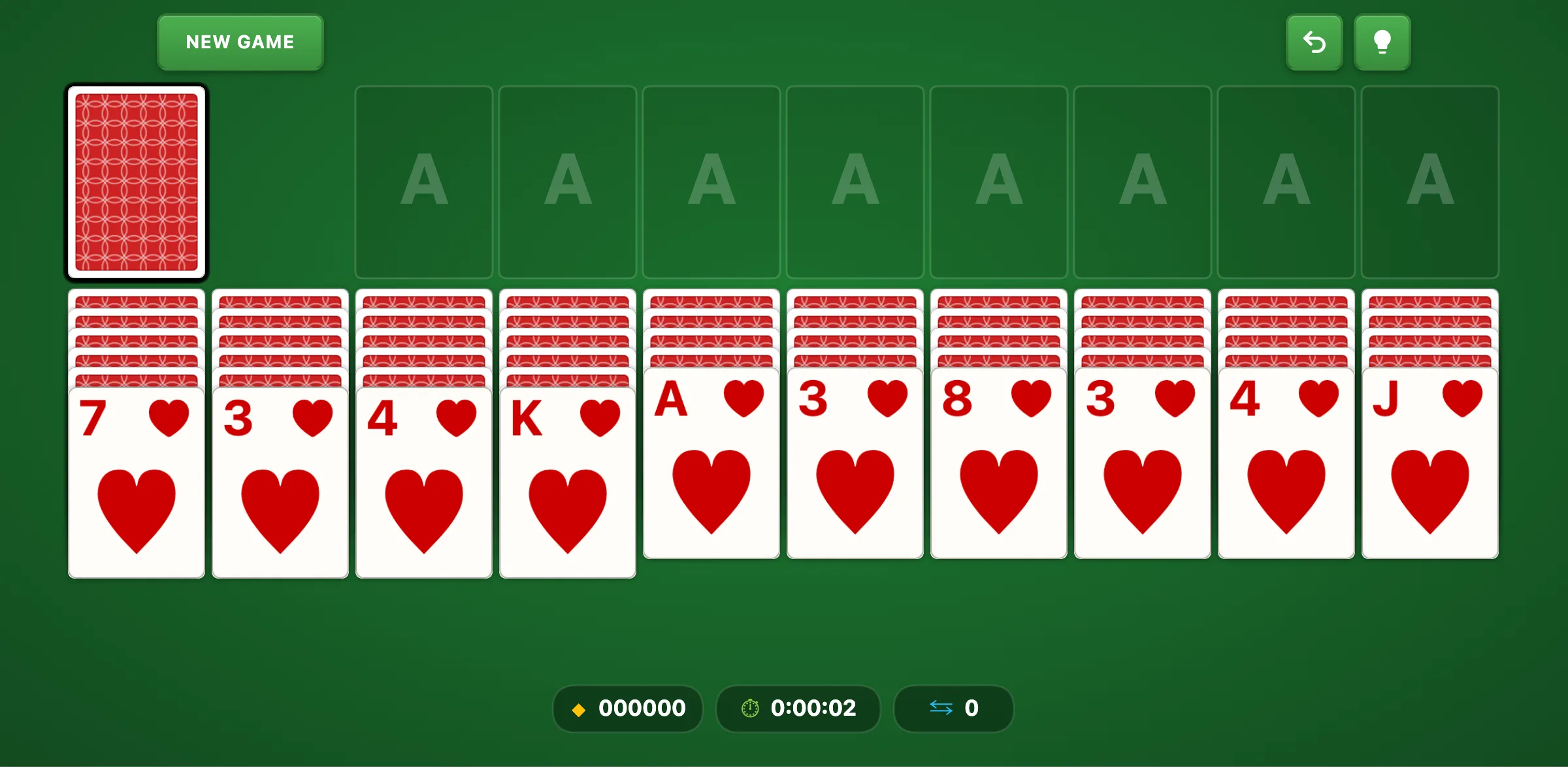 Spider 1 Suit Solitaire — free online card game screenshot