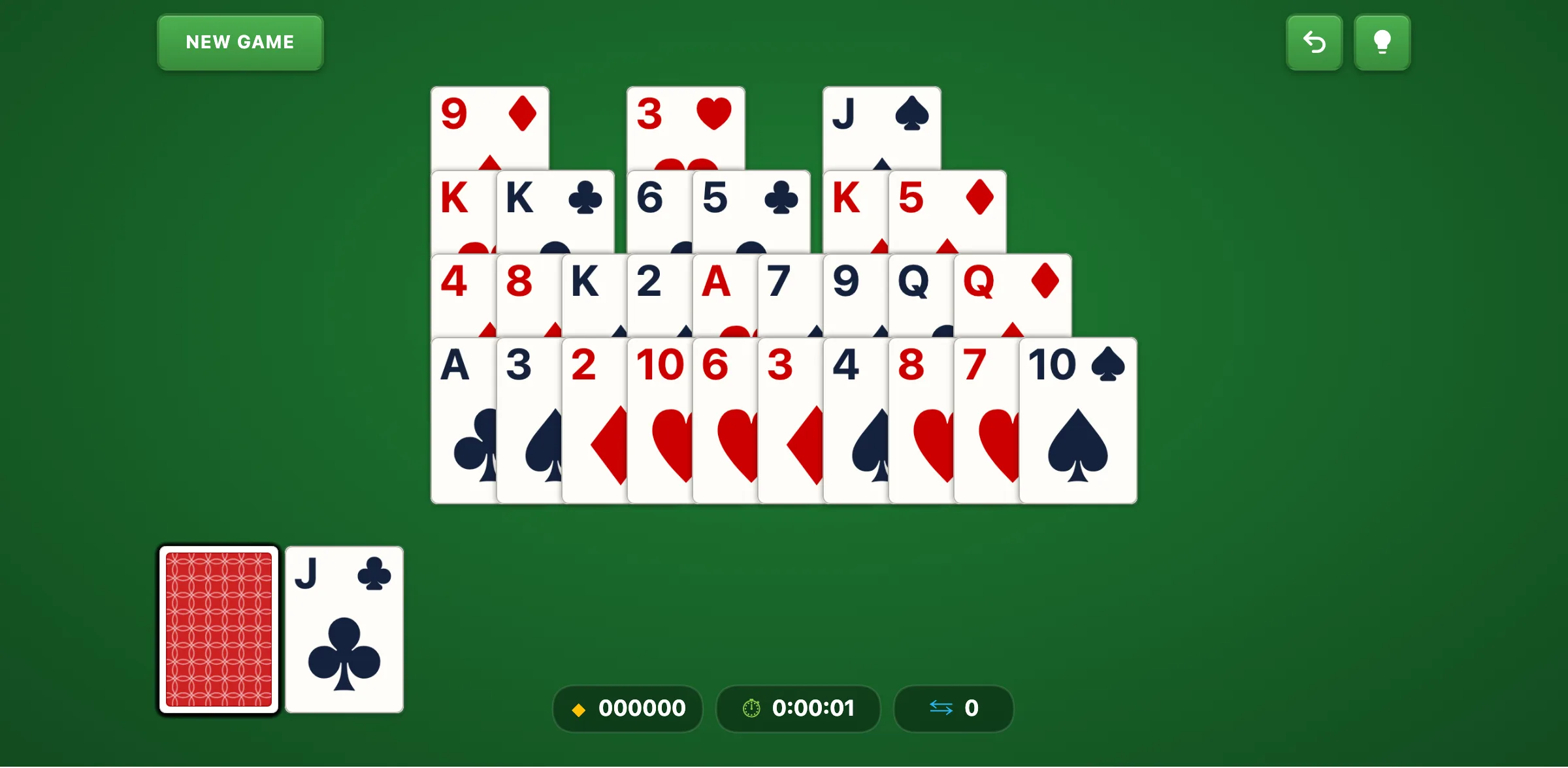 TriPeaks Solitaire — free online card game screenshot
