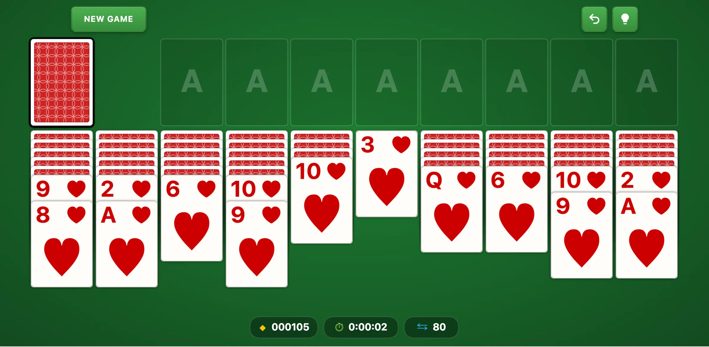 Spider Solitaire strategy — an empty column used as temporary storage for rearranging card sequences